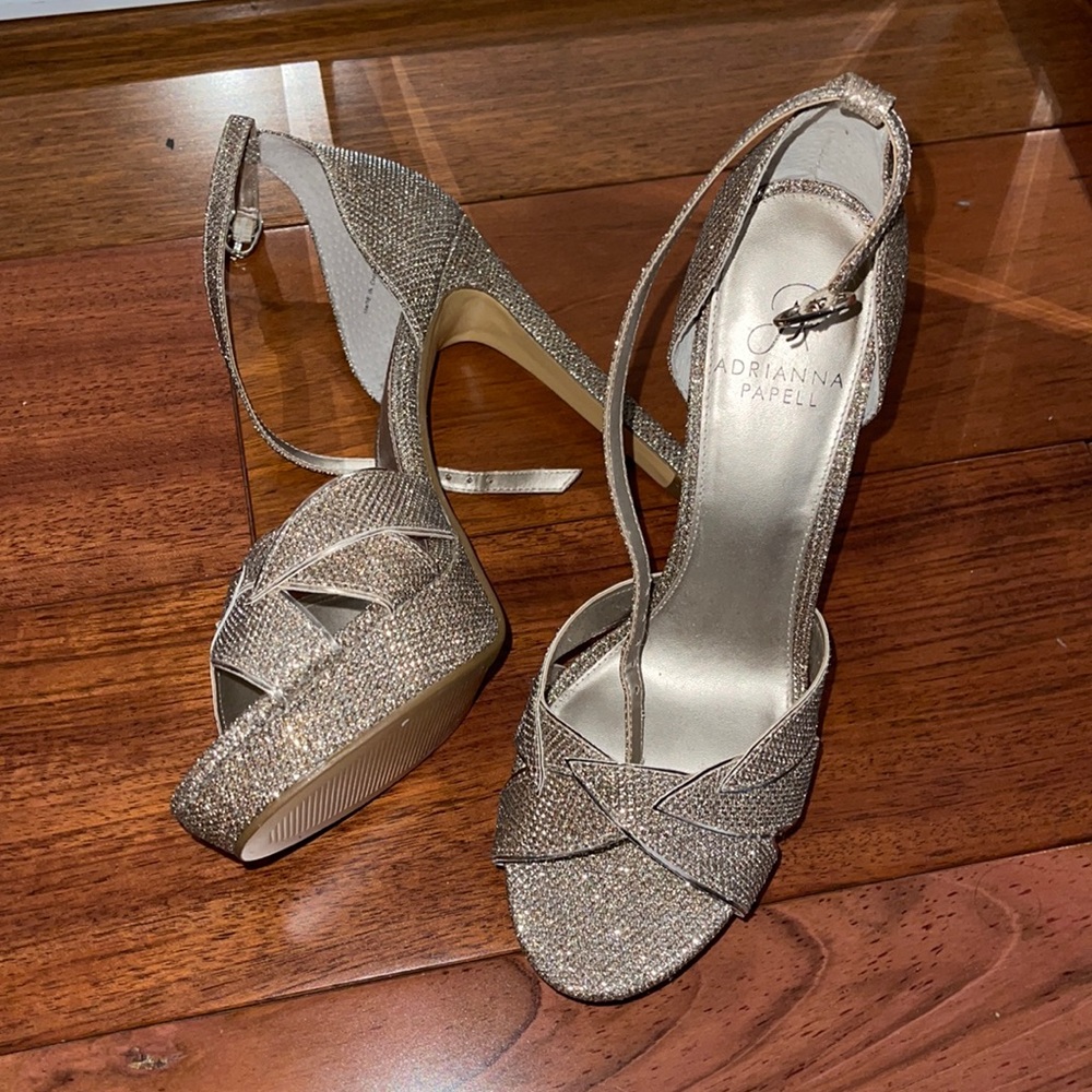 Champagne glitter heel sandals
